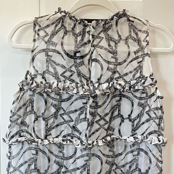 Thomas Wylde Grey Butterfly Print Layered Silk Chiffon Dress Women’s XS - Picture 5 of 9